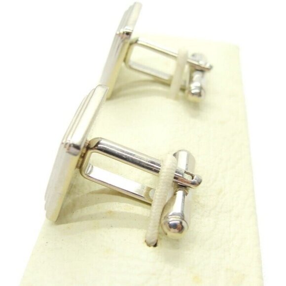 Chaps Vintage Square Cufflinks Black & Silver Tone Tux Wedding Formal IOB - Picture 8 of 12